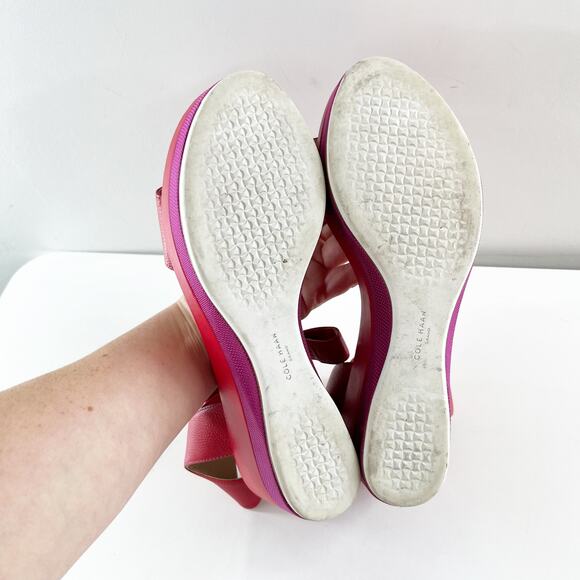 Cole Haan Grand Ambition Platform Chunky Wedge Heel Sandals Red Purple 8 - Picture 6 of 9